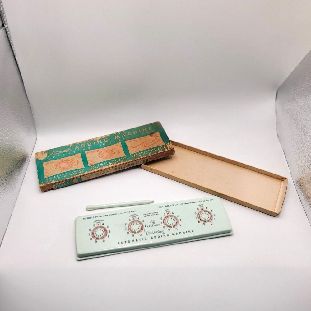 VTG Sterling Dial-A-Matic Automatic Adding Machine Calculator with Box Stylus
